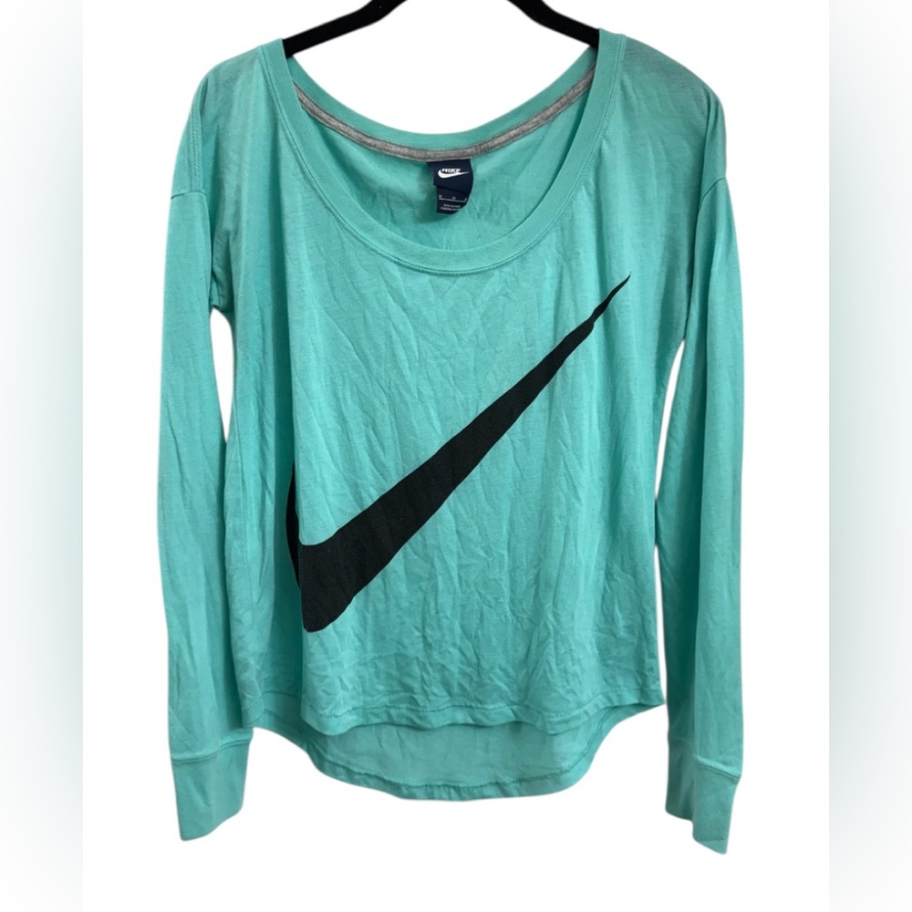Nike  Swoosh  Aqua Turquoise Long Sleeve Shirt Sz(M)